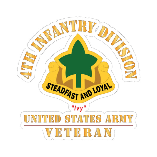Kiss - Cut Stickers - Army - DUI - 4th Infantry Division - Ivy - US Army Veteran X 300