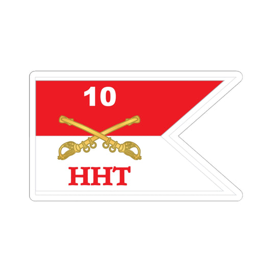 Kiss-Cut Stickers - Army - HHT - 10th Cavalry Guidon w White Boundaries X 300