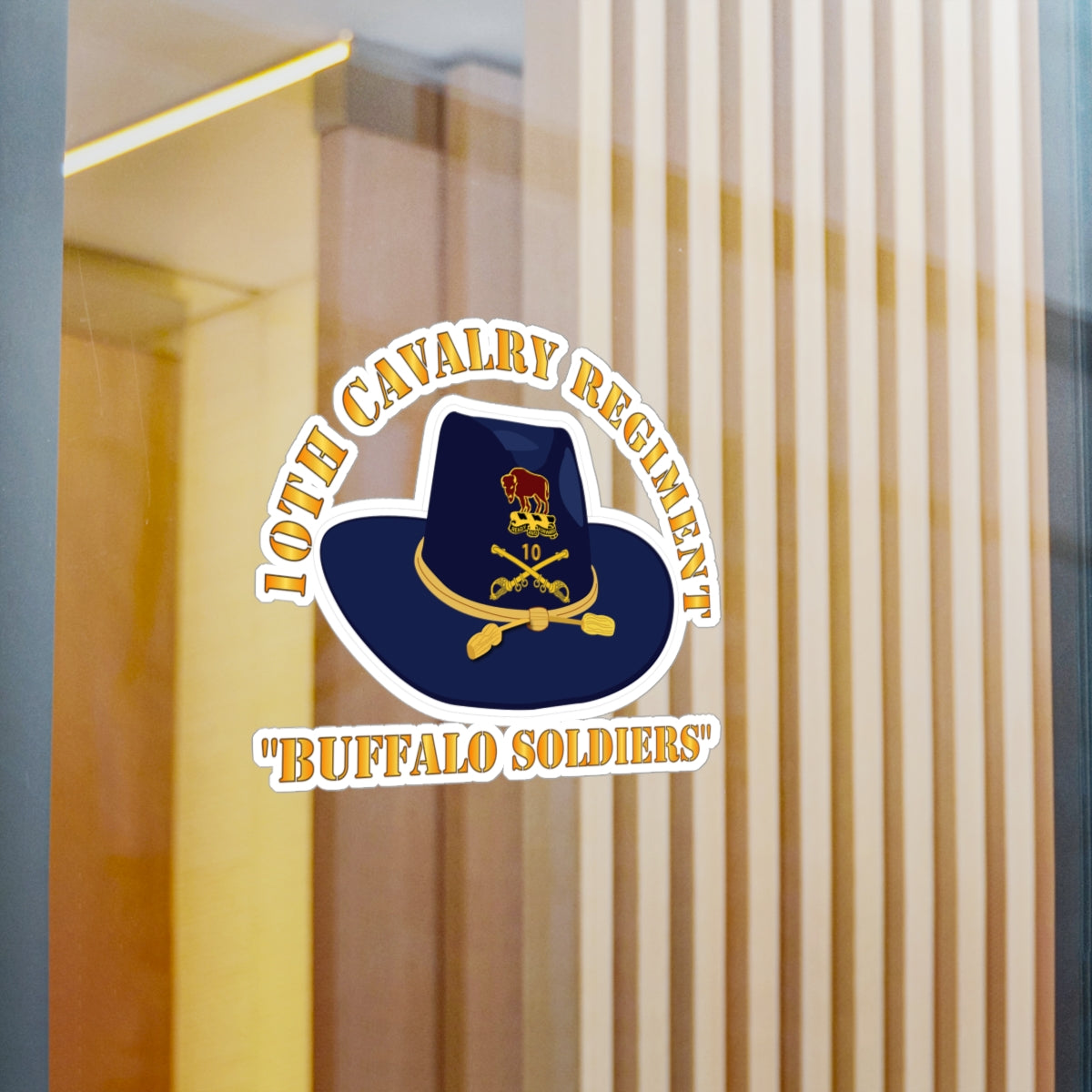 Kiss-Cut Vinyl Decals - Army - 10th Cavalry Regiment w Cav Hat - Buffalo Soldiers