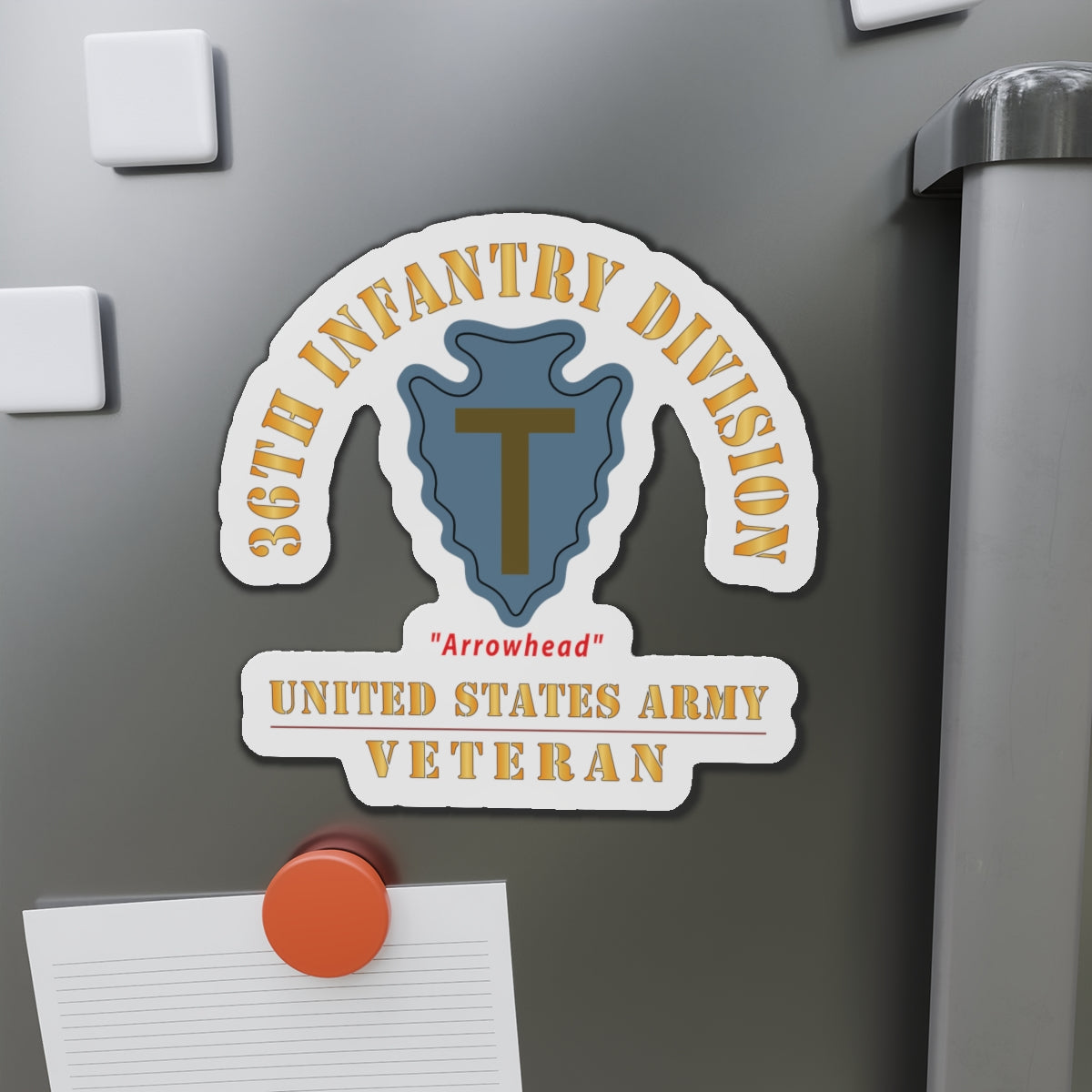 Die-Cut Magnets - Army - SSI - 36th Infantry Division - Arrowhead - US Army Veteran X 300
