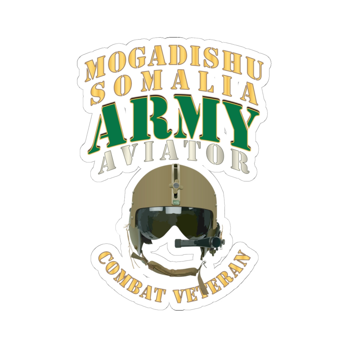 Kiss-Cut Stickers Army - ARMY -  Aviator - Mogadishu, Somalia- Combat Vet X 300