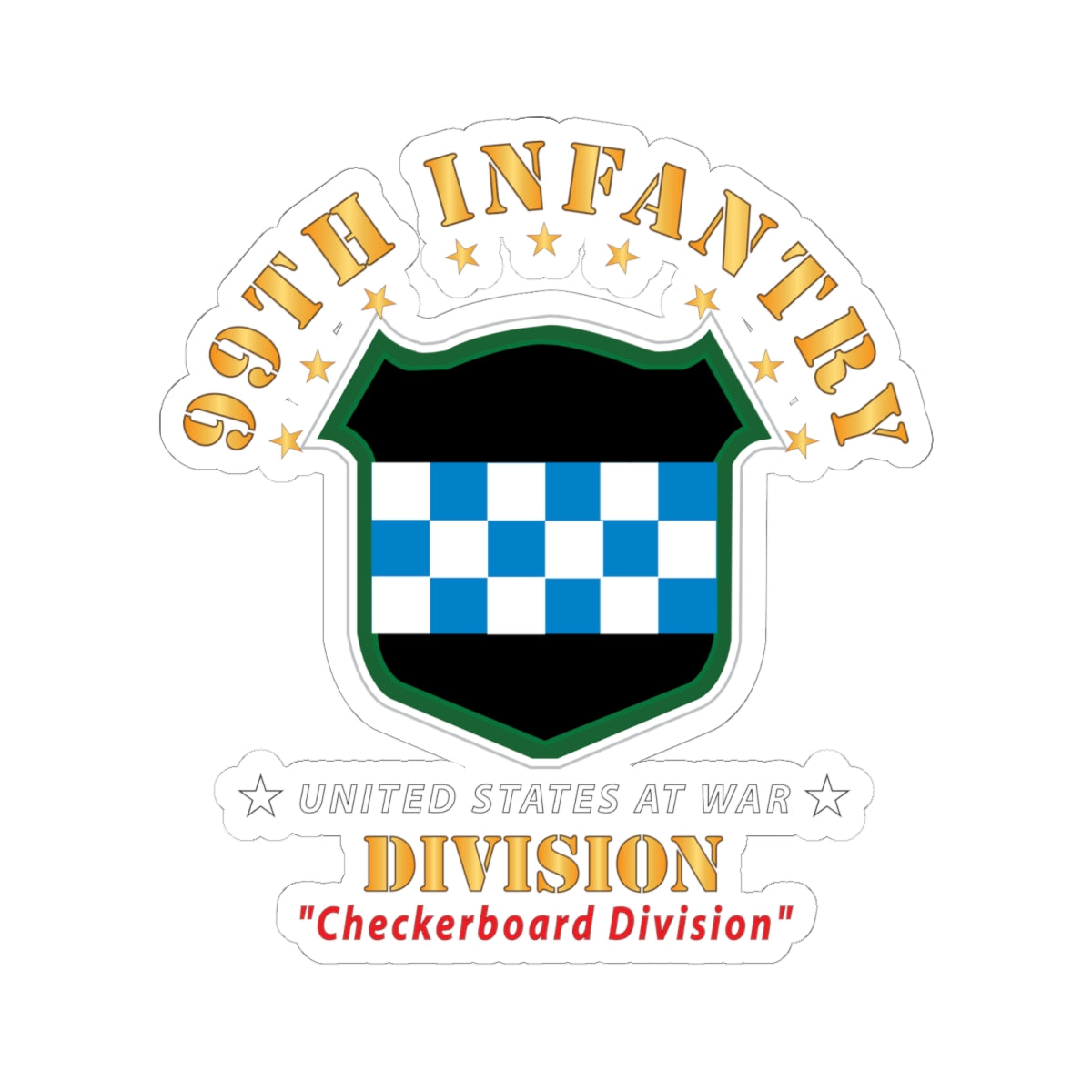 Kiss-Cut Stickers - Army - 99th Infantry Division - Checkerboard Division X 300