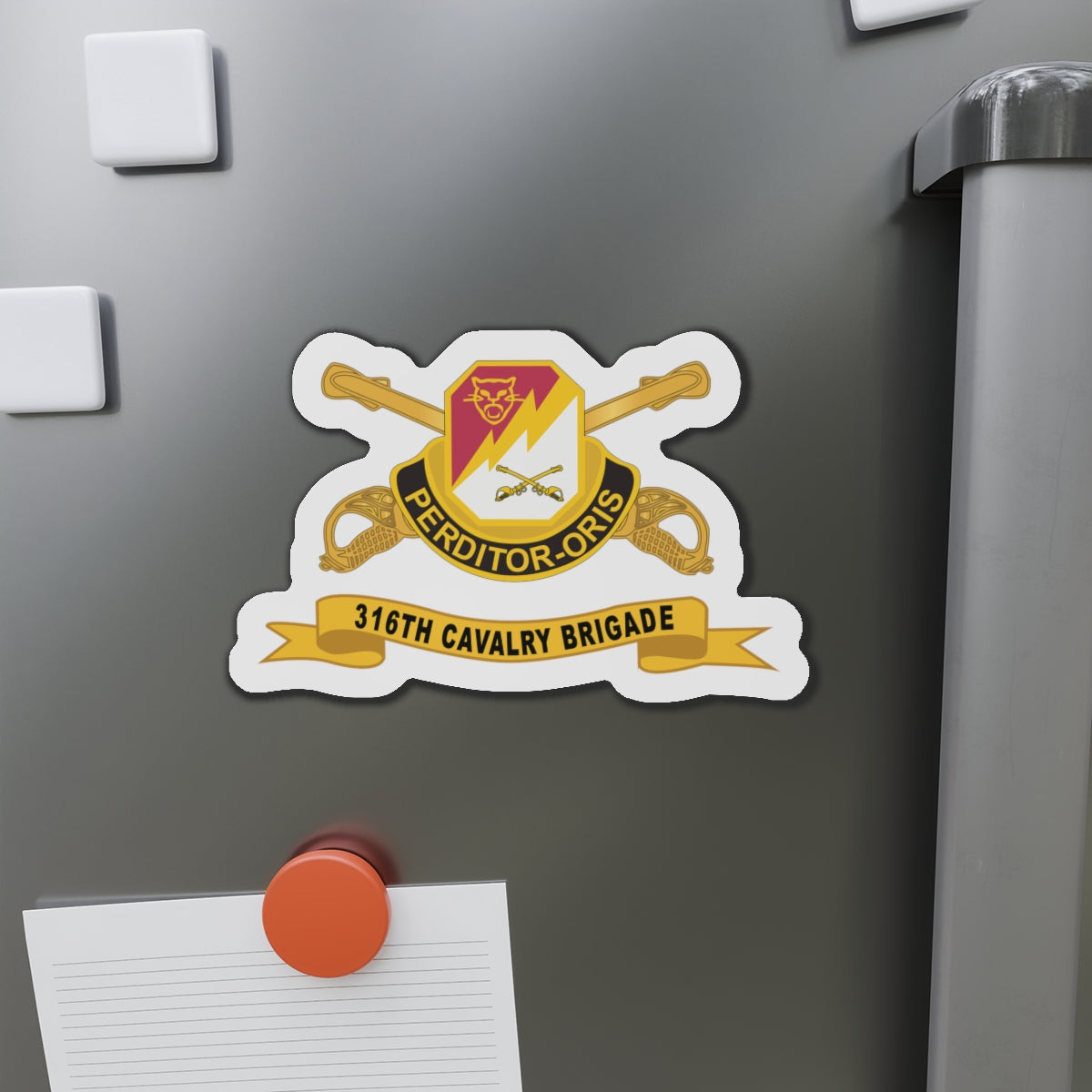 Die-Cut Magnets -SSI - Army  - 316th Cavalry Brigade - DUI w Br - Ribbon X 300
