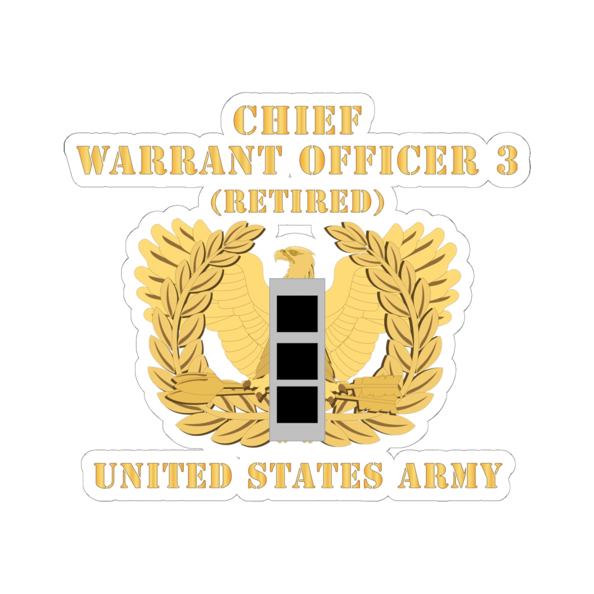 Kiss-Cut Stickers - Army - Chief Warrant Officer - CW03 - Retired - Flat - Eagle and Bar X 300