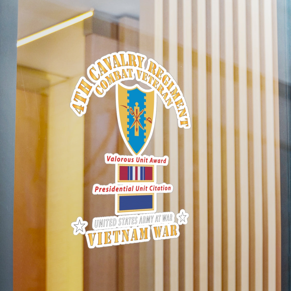 Kiss-Cut Vinyl Decals - Army - 4th Cavalry Regiment - Vietnam War w PUC and VUA X 300