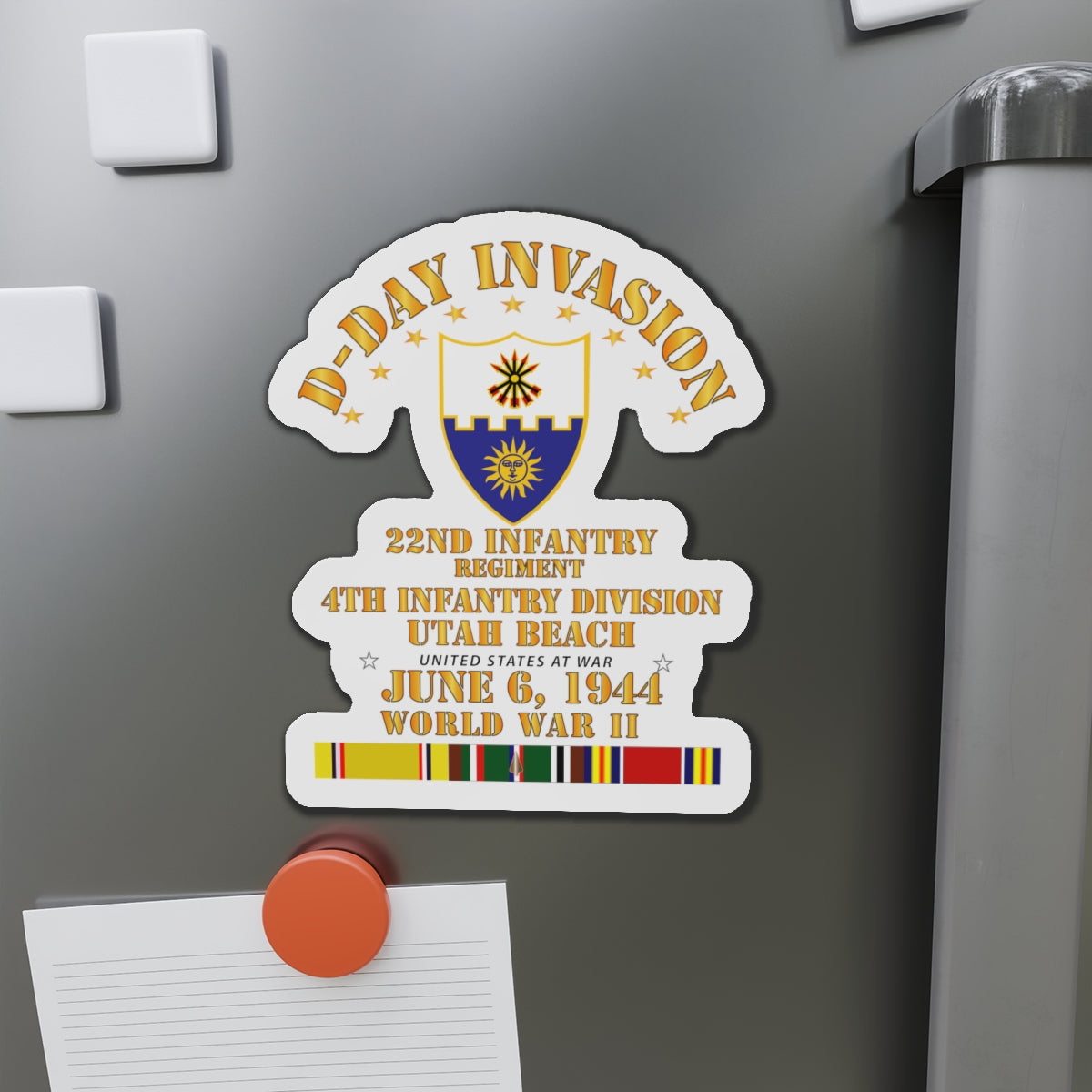 Die-Cut Magnets - Army - 22nd Infantry Regt - 4th ID - D Day w SVC