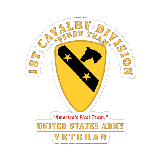 Kiss-Cut Stickers - Army - 1st Cavalry Division - DUI - America's First Team - US Army - Veteran X 300