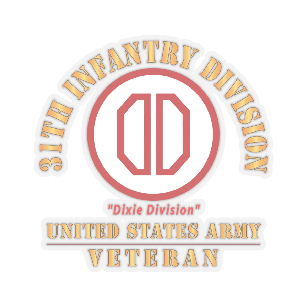Kiss - Cut Stickers - Army - SSI - 31st Infantry Division - Dixie Division - US Army Veteran X 300