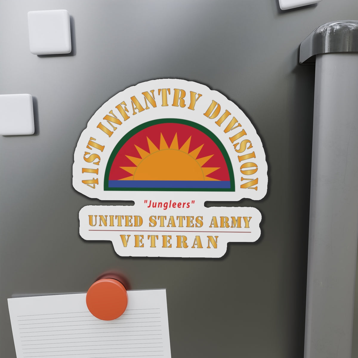 Die-Cut Magnets - Army - SSI - 41st Infantry Division - Jungleers - US Army Veteran X 300