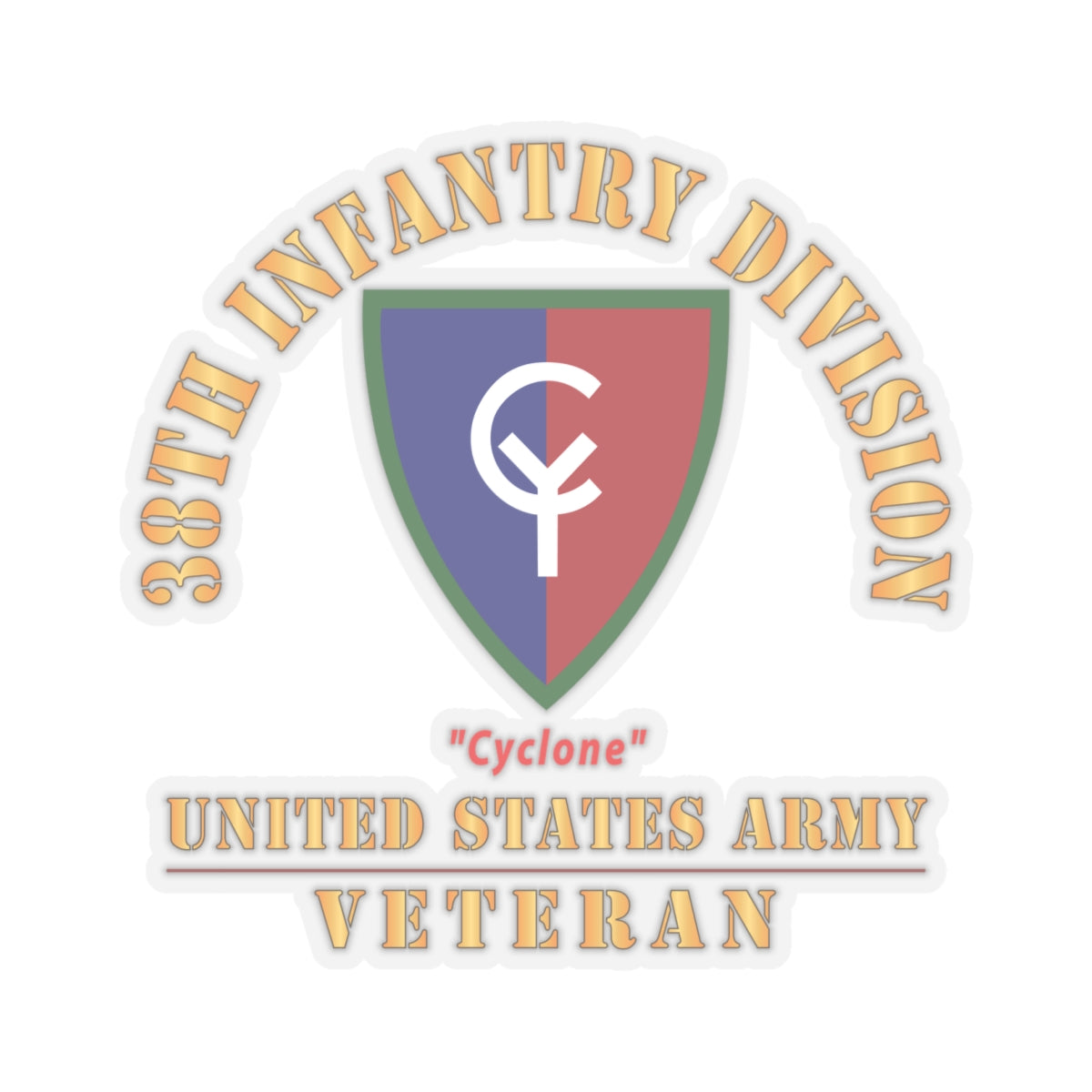 Kiss - Cut Stickers - Army - SSI - 38th Infantry Division - Cyclone - US Army Veteran X 300