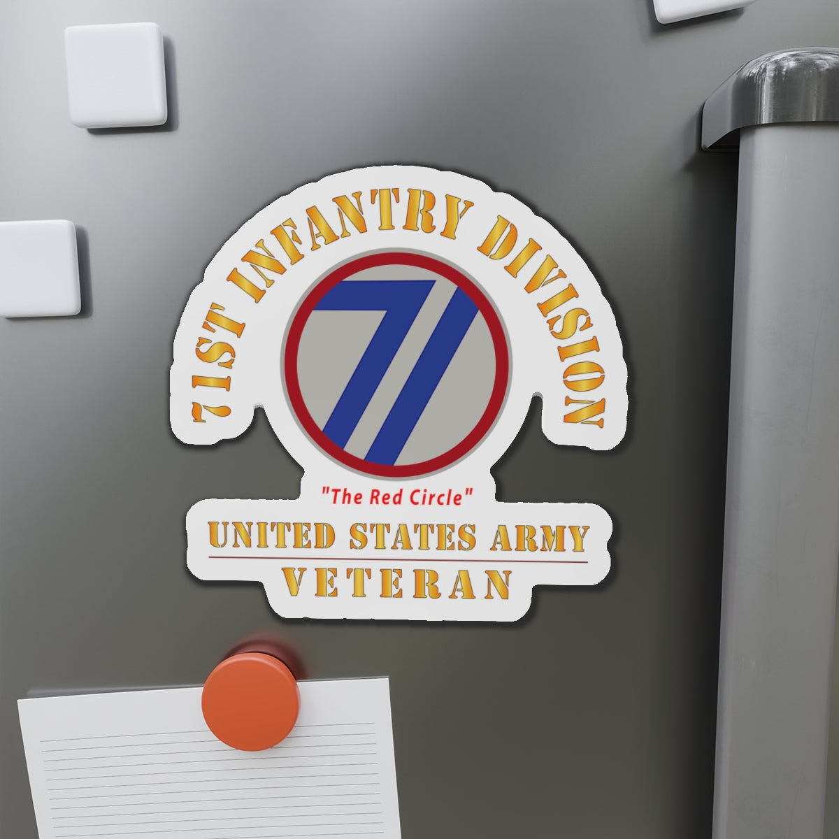 Die-Cut Magnets - Army - SSI - 71st Infantry Division - The Red Circle - US Army Veteran X 300