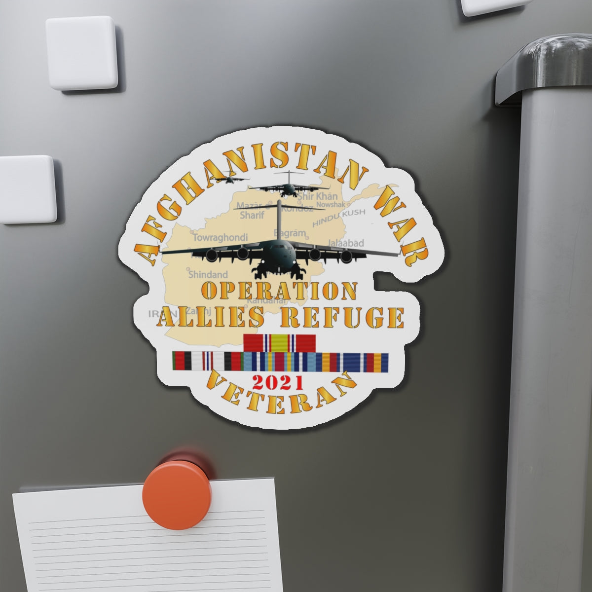 Die-Cut Magnets - Army - Afghanistan War   - Operation Allies Refuge - Veteran w AFGHAN SVC