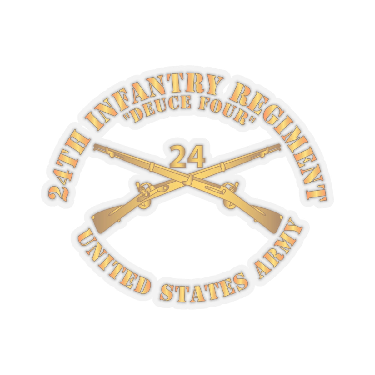 Kiss - Cut Stickers - Army - 24th Infantry Regiment - Deuce Four  - Branch Insignia