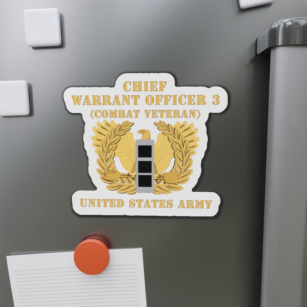 Die-Cut Magnets -SSI -Army - Chief Warrant Officer - CW03 - Combat Veteran - Flat - Eagle and Bar X 300