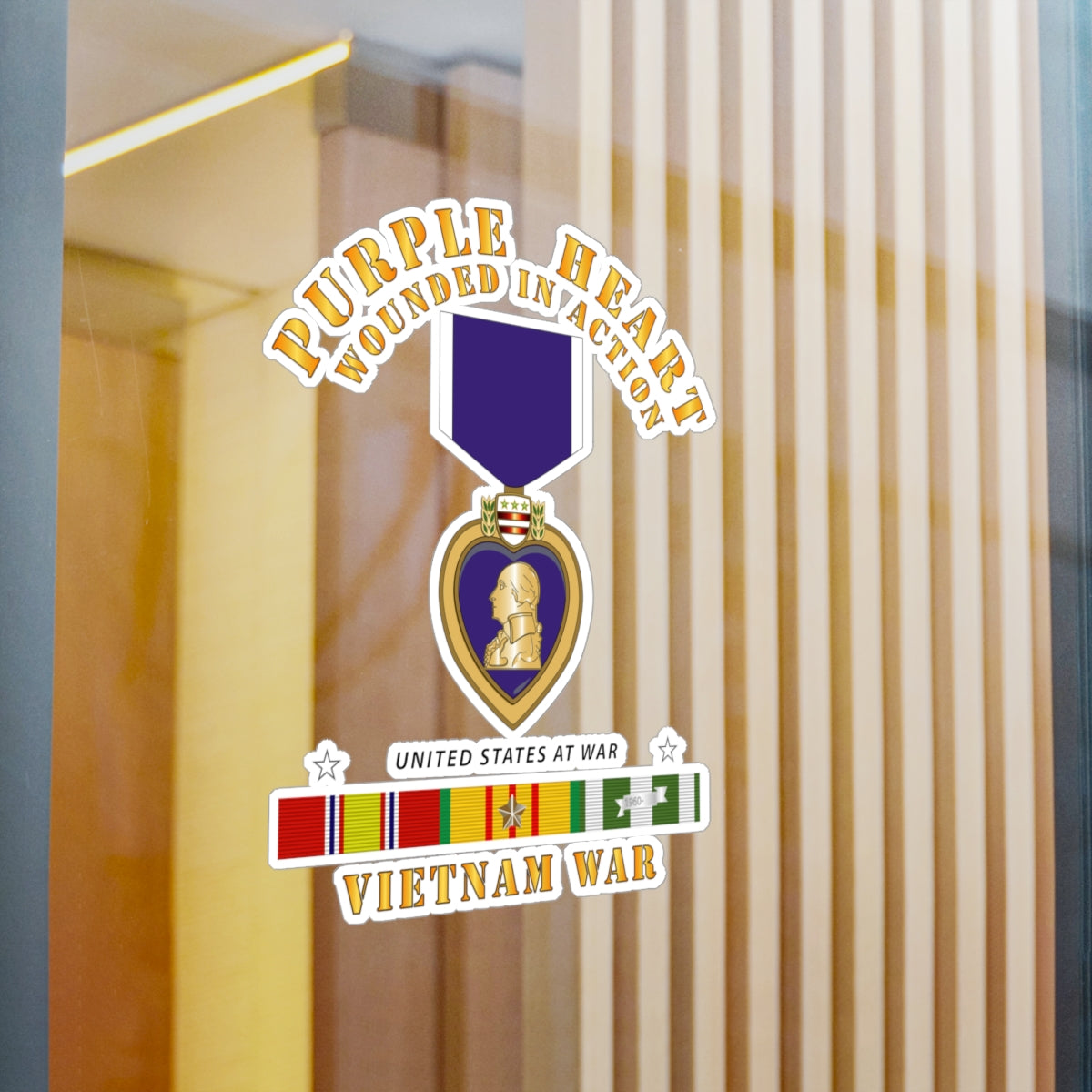 Kiss-Cut Vinyl Decals - Purple Heart - WIA w VN SVC
