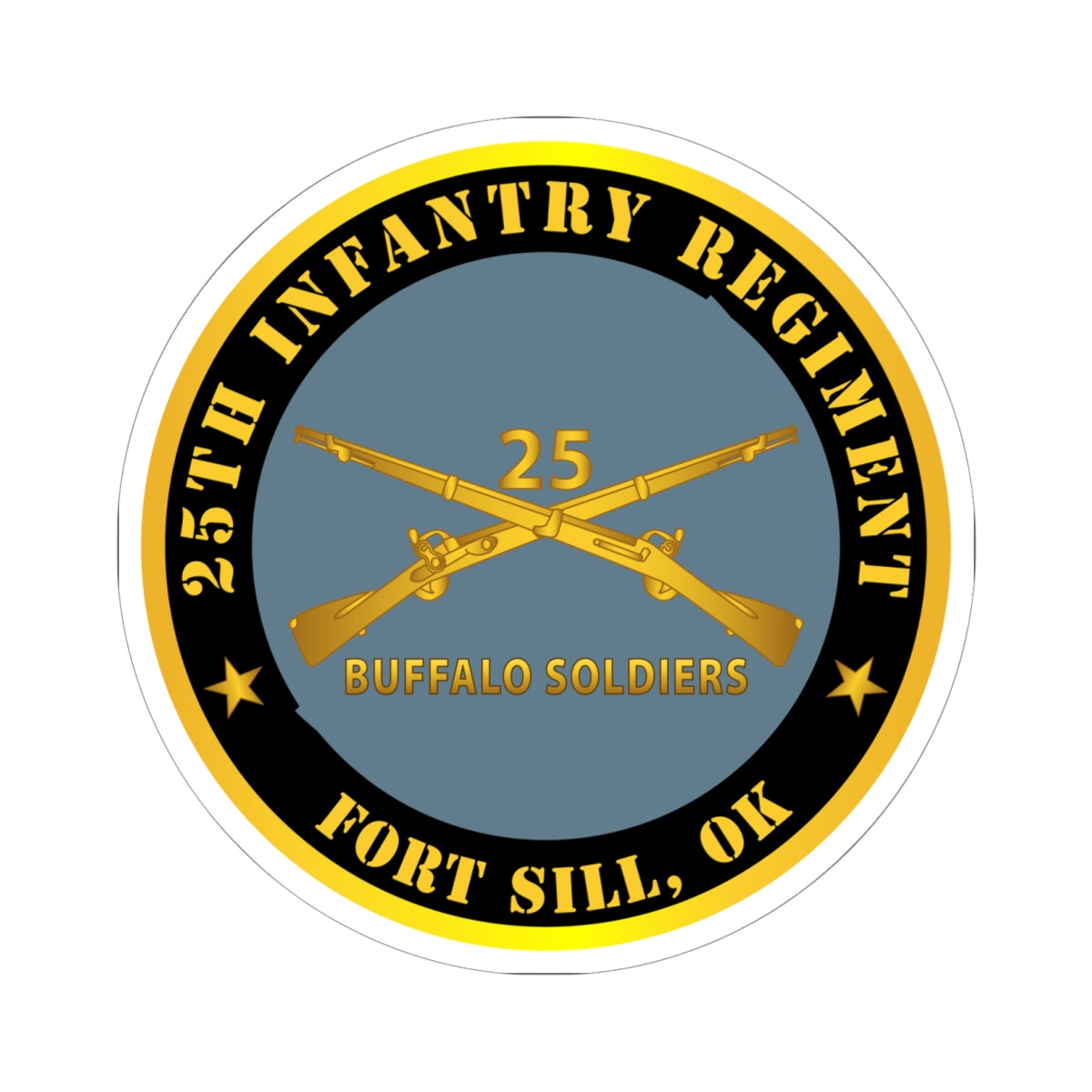 Kiss-Cut Stickers - Army - 25th Infantry Regiment - Fort Sill, OK - Buffalo Soldiers w Inf Branch