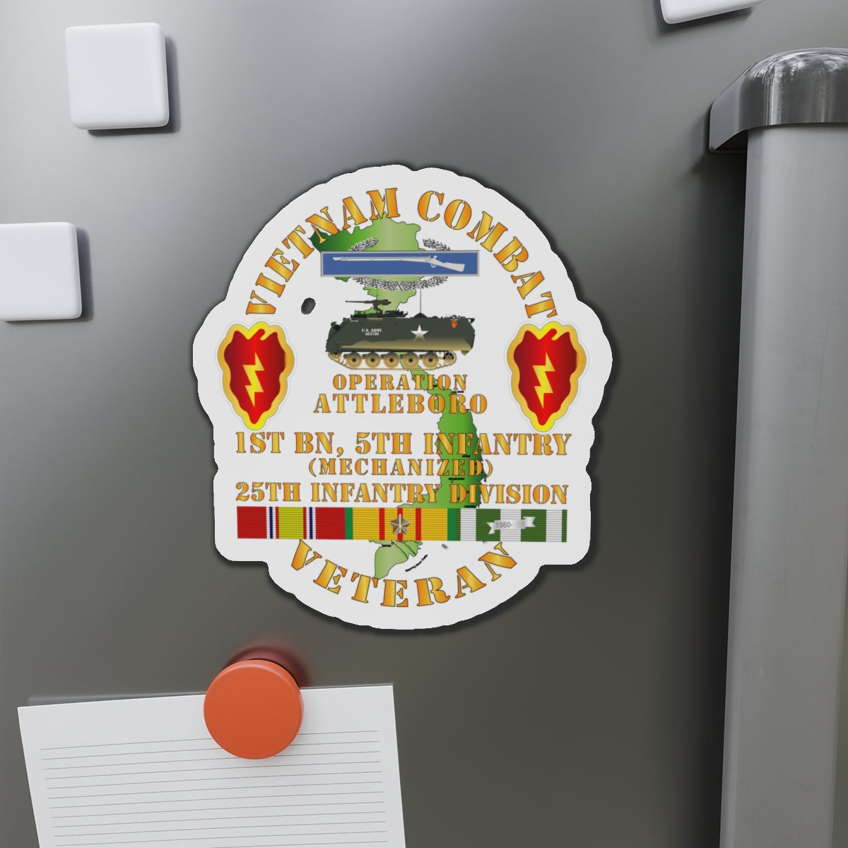Die-Cut Magnets - Army - Vietnam Combat Vet w 1st Bn 5th Inf - 25th Inf Div - Operation Attleboro w VN SVC