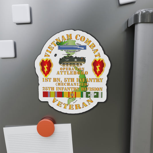 Die-Cut Magnets - Army - Vietnam Combat Vet w 1st Bn 5th Inf - 25th Inf Div - Operation Attleboro w VN SVC