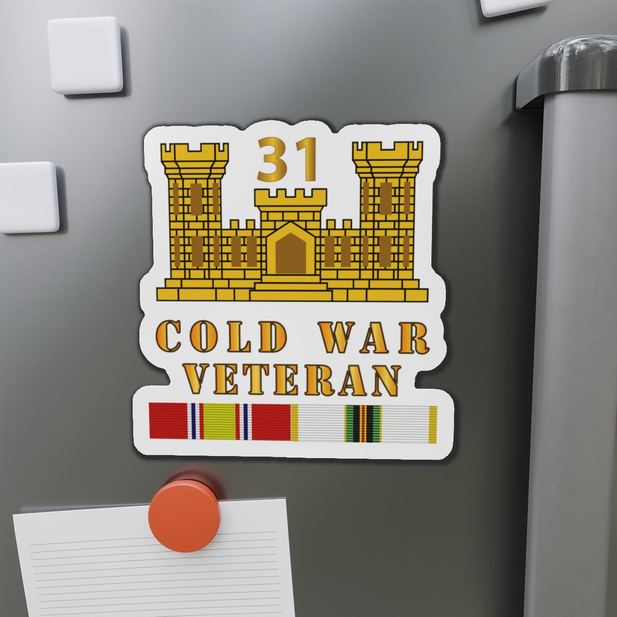 Die-Cut Magnets - Army - 31st Engineer Battalion - ENG Branch - Cold War Vet w COLD SVC