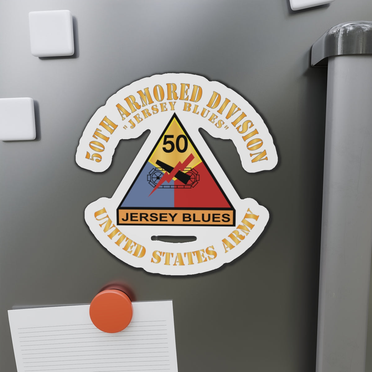 Die-Cut Magnets - Army - 50th Armored Division - SSI - Jersey Blues - Jersey Blues - US Army X 300