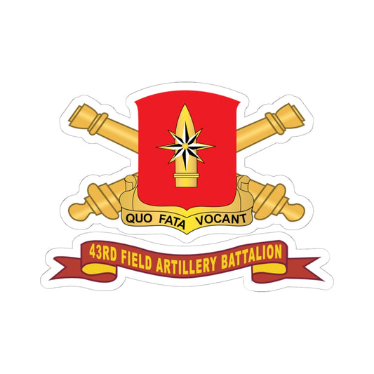 Kiss-Cut Stickers - 43rd Field Artillery Battalion - Red w Br - Ribbon X 300