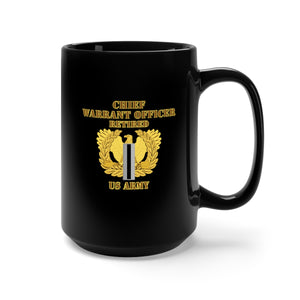 Black Mug 15oz - Army - Emblem - Warrant Officer 5 - CW5 w Eagle - US Army - Retired - Flat  X 300 - Hat