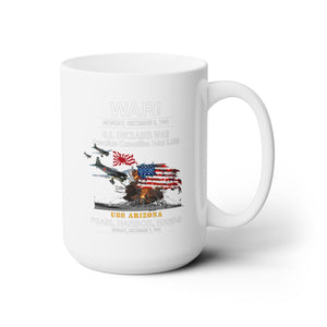 White Ceramic Mug 15oz - Navy - WAR - Attack on Pearl Harbor - Japanese Planes - USS Arizona