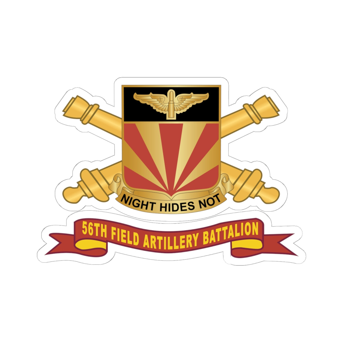 Kiss-Cut Stickers - 56th Field Artillery Battalion - DUI w Br - Ribbon X 300