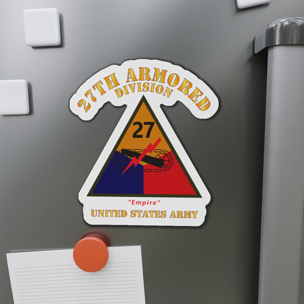 Die-Cut Magnets - Army - SSI - 27th Armored Division - Empire - US Army X 300