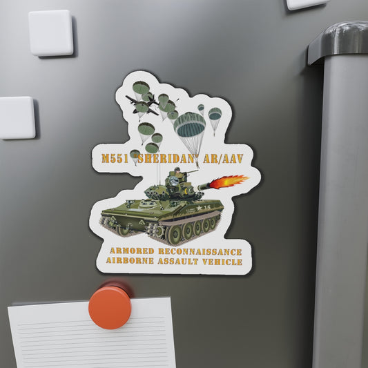 Die-Cut Magnets - Army - M551 Sheridan - Firing - ARV-AAV w Paratroopers