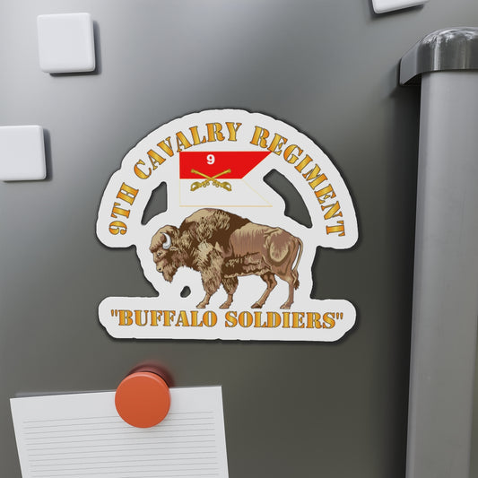 Die-Cut Magnets - 9th Cavalry Regiment - Buffalo Soldiers w 9th Cav Guidon