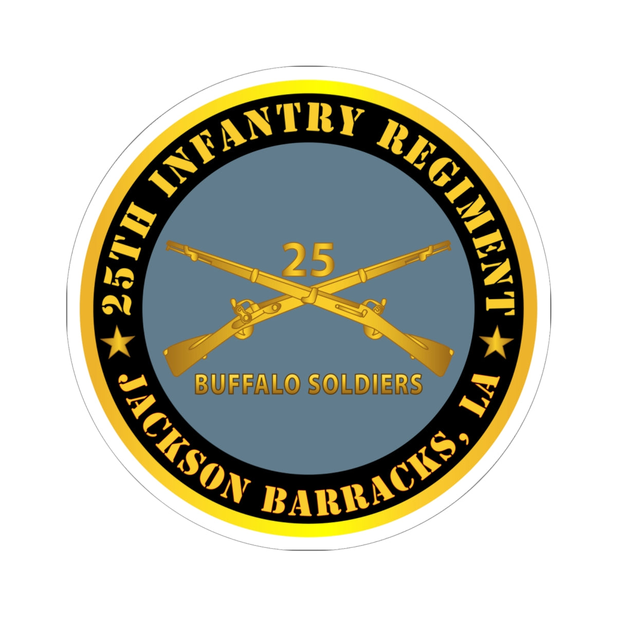 Kiss-Cut Stickers - Army - 25th Infantry Regiment - Jackson Barracks, LA - Buffalo Soldiers w Inf Branch