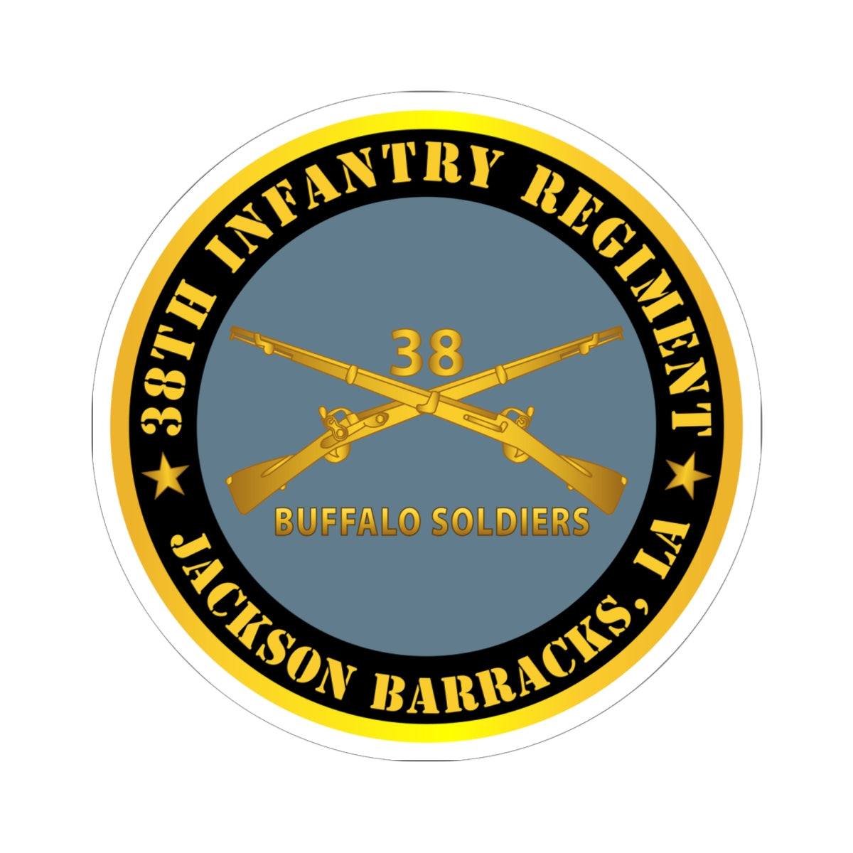 Kiss-Cut Stickers - Army - 38th Infantry Regiment - Buffalo Soldiers - Jackson Barracks, LA w Inf Branch
