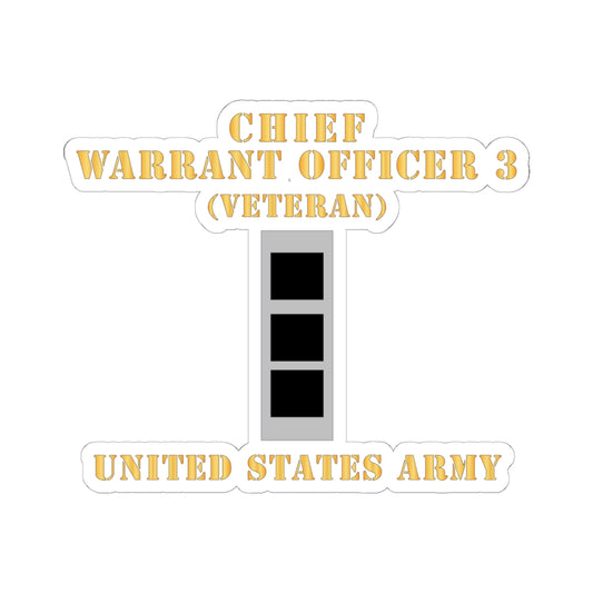 Kiss-Cut Stickers - Army - Chief Warrant Officer 3 - CW03 - Veteran - Flat - X 300