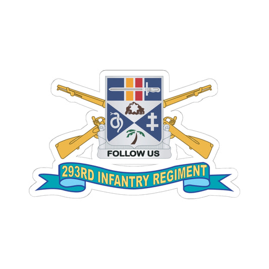 Kiss-Cut Stickers - Army - 293rd Infantry Regiment - DUI w Br - Ribbon X 300