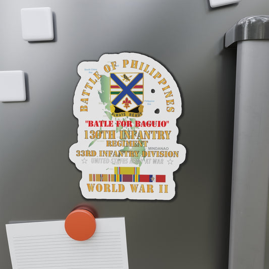 Die-Cut Magnets - Army - Battle for Philippines - 130th Infantry Regiment - 33rd Infantry Division w PAC - PHIL SVC X 300