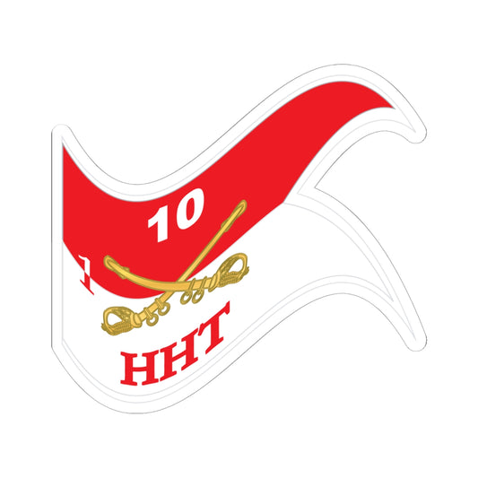 Kiss-Cut Stickers - Army - HHT -  1st Squadron - 10th Cavalry Guidon - Waving X 300