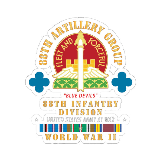 Kiss-Cut Stickers - 88th Artillery Group - DUI - 88th Infantry Division - Blue Devils - w WWII EUR SVC X 300