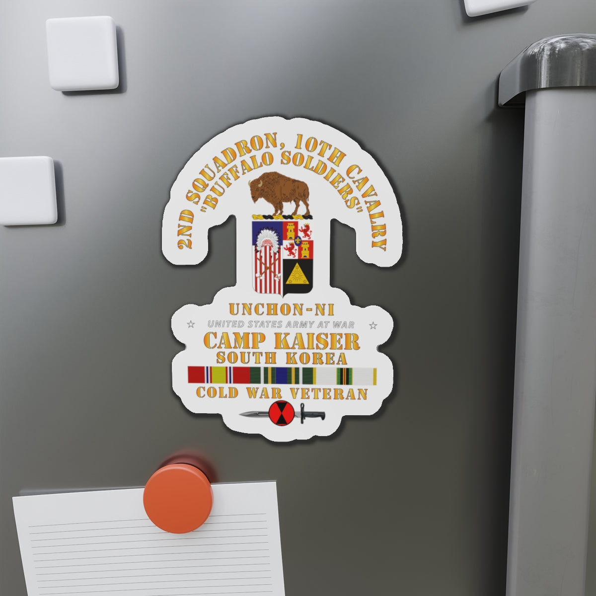 Die-Cut Magnets - Army - 2nd Squadron 10th Cavalry - 7th ID - Camp Kaiser Korea - Unchon-Ni