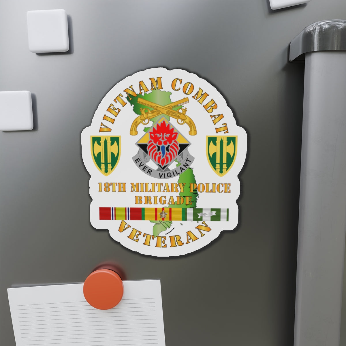 Die-Cut Magnets - Army - Vietnam Cbt Vet - 18th MP Bde DUI - SSI w VN SVC