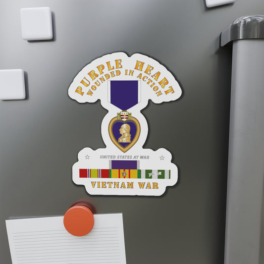 Die-Cut Magnets - Purple Heart - WIA w VN SVC w Purple Heart Ribbon