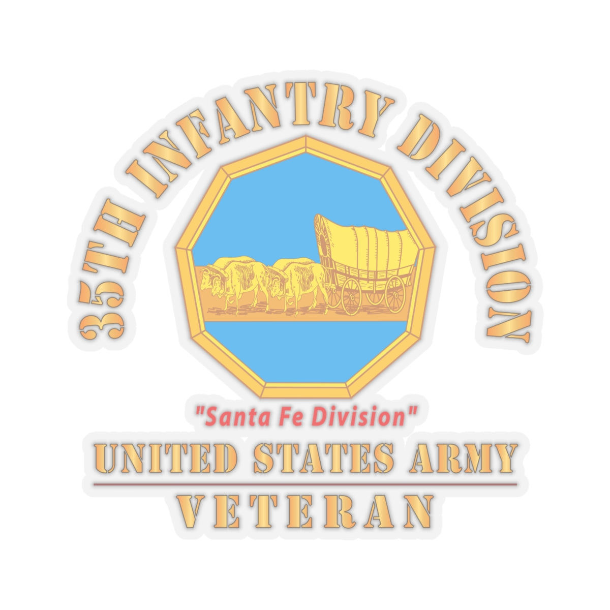 Kiss - Cut Stickers - Army - DUI - 35th Infantry Division - Santa Fe Division - US Army Veteran X 300