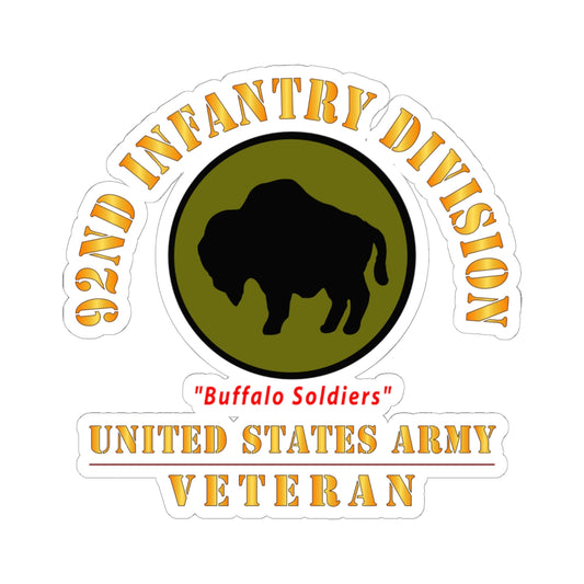 Kiss-Cut Stickers - Army - SSI - 92nd Infantry Division - Buffalo Soldiers - US Army Veteran X 300