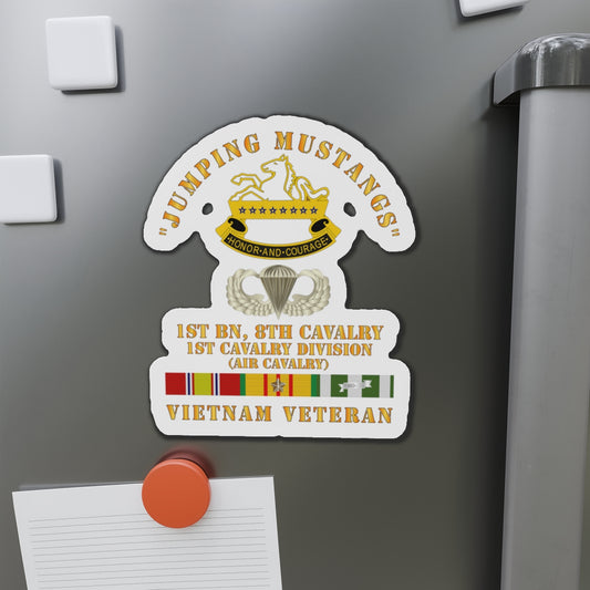 Die-Cut Magnets - Army - Jumping Mustangs w DUI - ABN Basic - 1st Bn 8th Cav w VN SVC