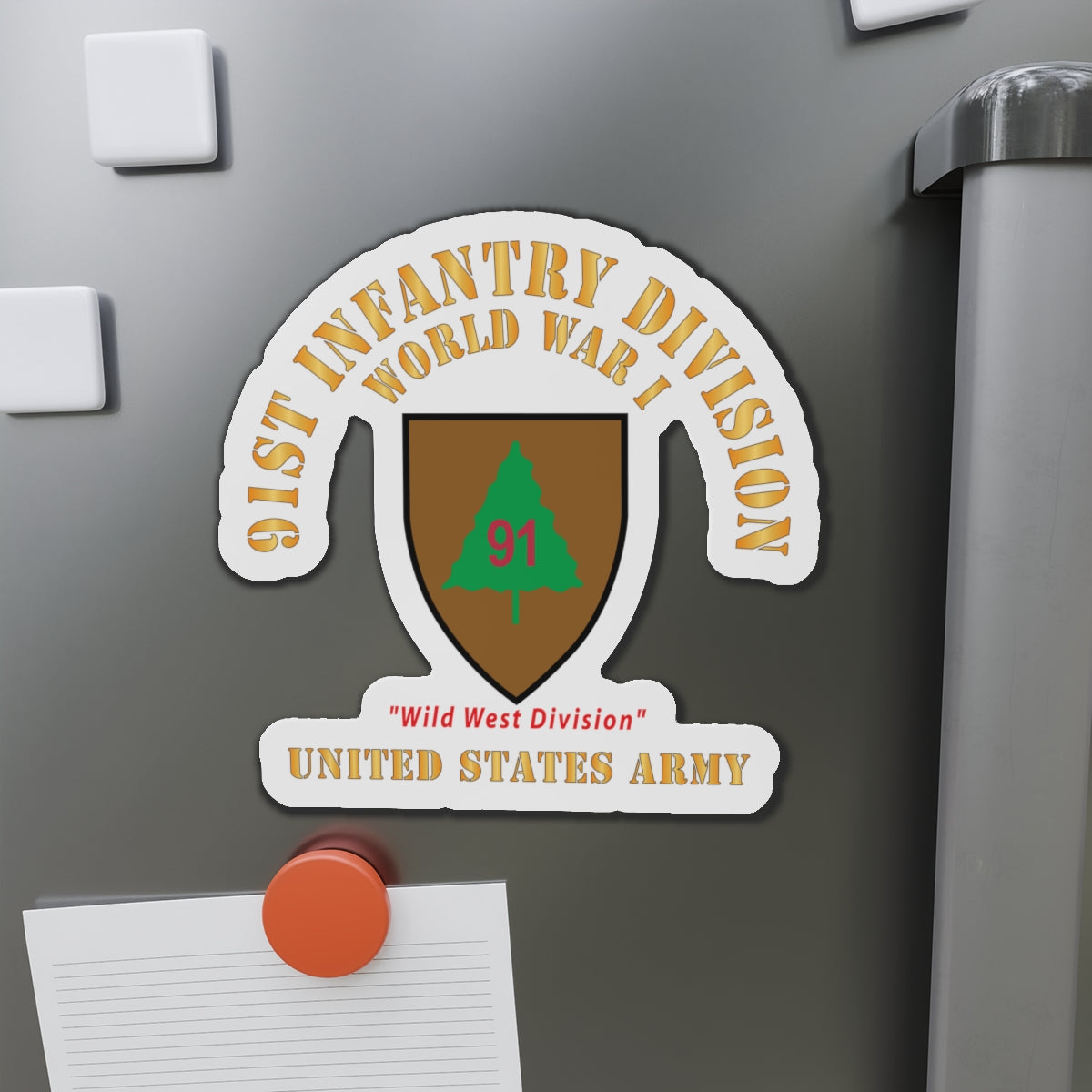 Die-Cut Magnets - Army - SSI - 91st Infantry Division  - WWI - Wild West Division - US Army X 300