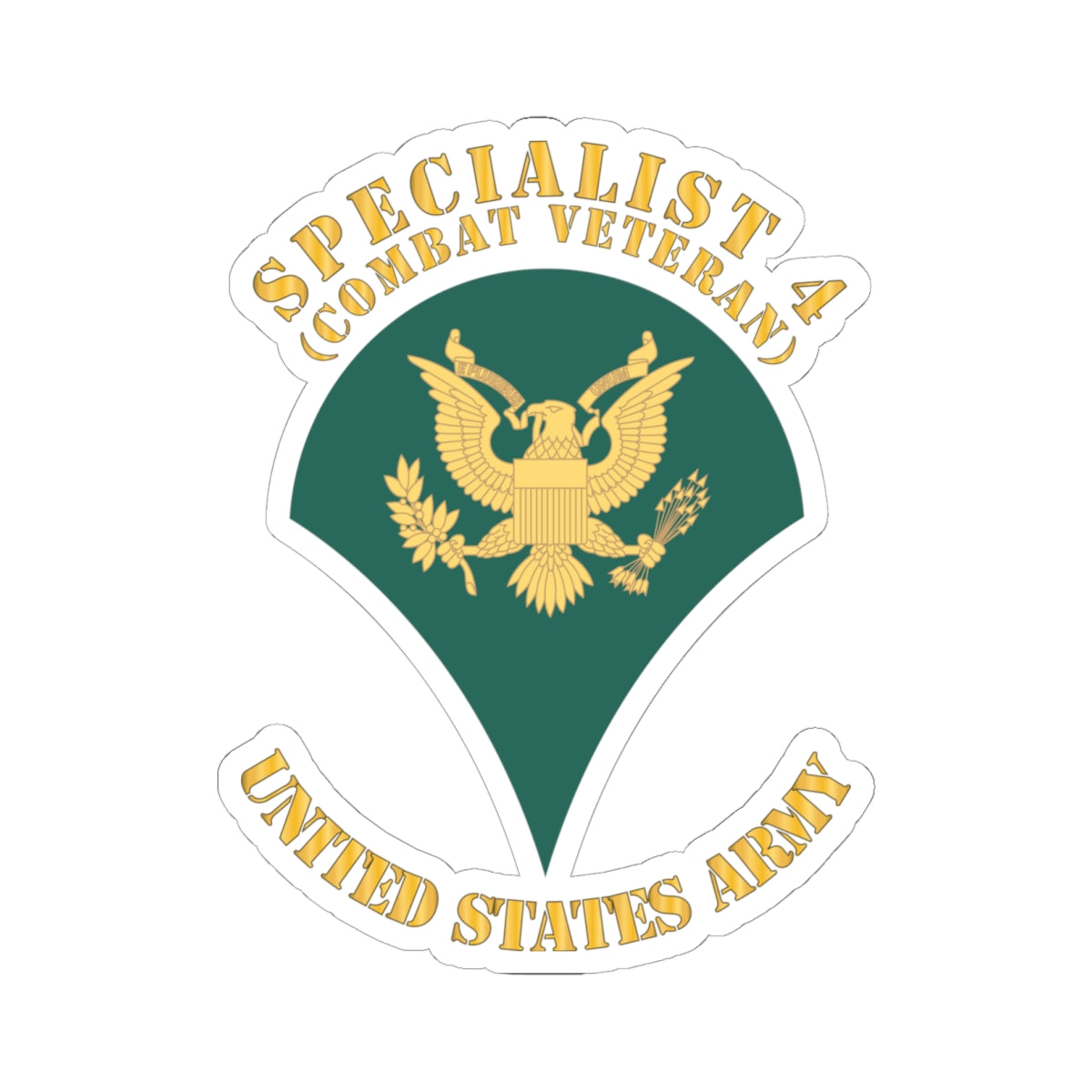 Kiss-Cut Stickers Army - Army - Enlisted - SPC 4 - Specialist 4  - Std - Combat Veteran X 300