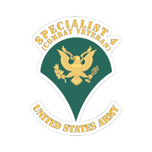 Kiss-Cut Stickers Army - Army - Enlisted - SPC 4 - Specialist 4  - Std - Combat Veteran X 300