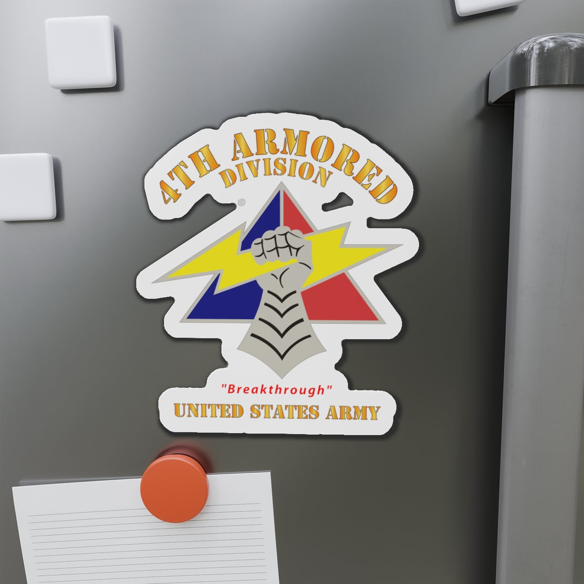 Die-Cut Magnets - Army - DUI - 4th Armored Division - Breakthrough - US Army X 300