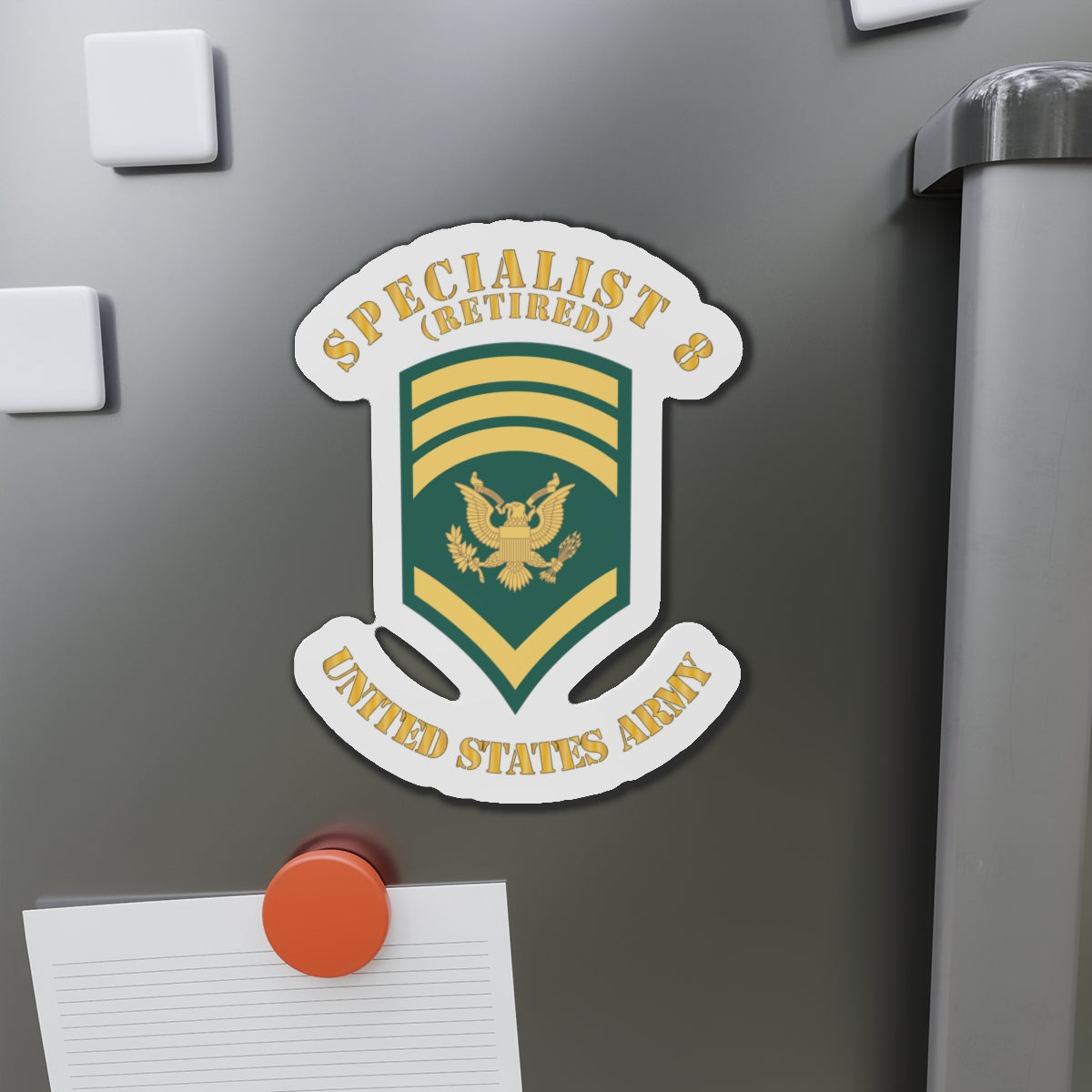 Die-Cut Magnets - Army - Enlisted - SPEC 8 - Specialist 8  - Std - Retired X 300