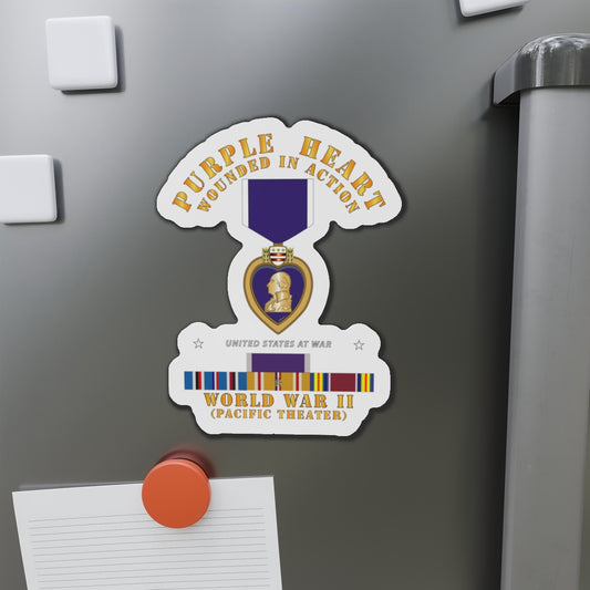 Die-Cut Magnets - Purple Heart - WIA w WWII SVC w Purple Heart - Pacific